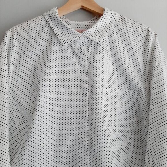 IN EVERY STORY Penningtons Utility Sleeve Button Down Shirt Polka Dot B&W Sz 1X - Picture 5 of 16